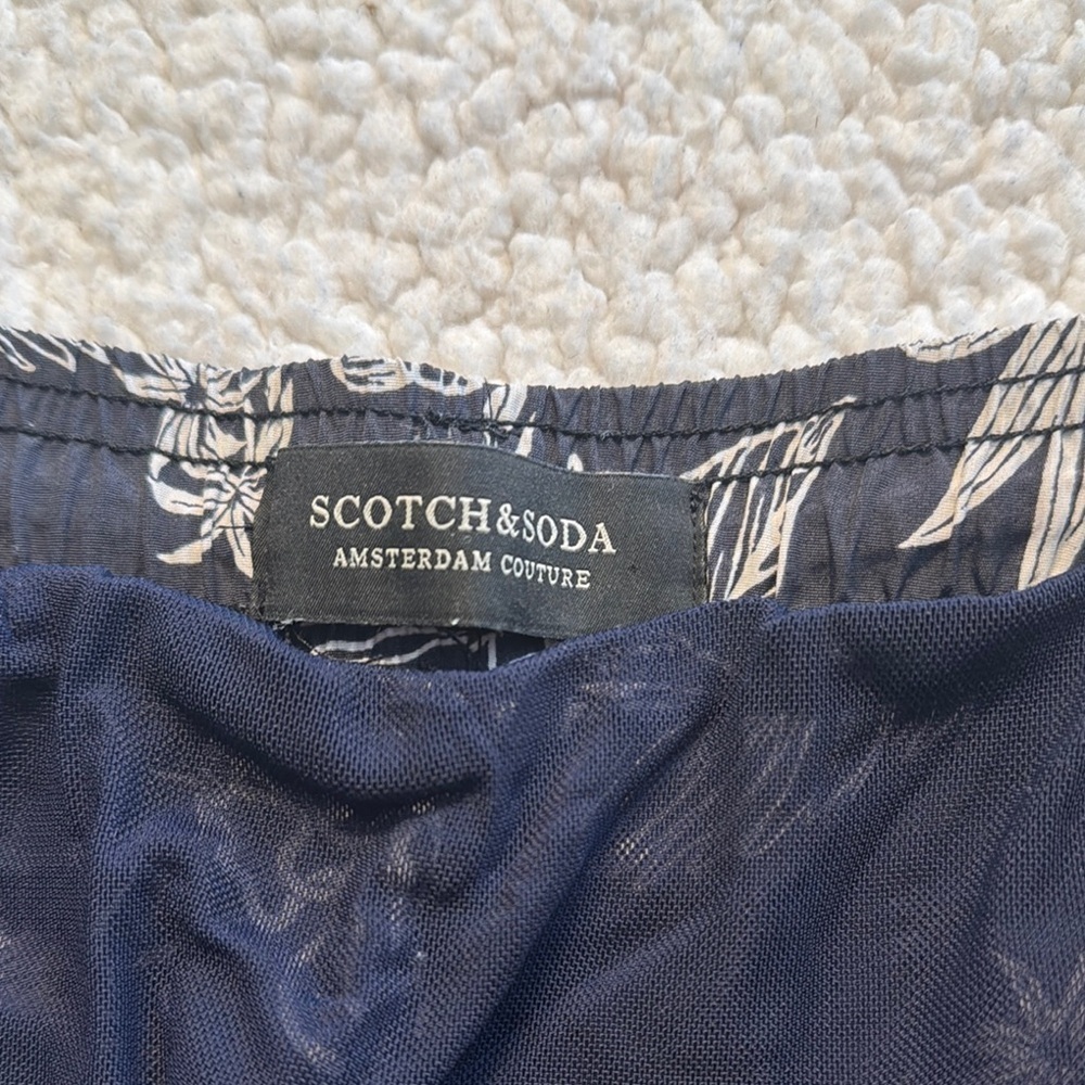 Scotch & Soda Navy and White Swim Trunks with Tropical Flair - Picture 2 of 6